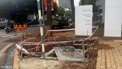 Tillfälligt stopp för byggnation av trottoarer i Buon Ma Thuot-distriktet