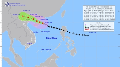Der Prognose zufolge wird sich der Sturm am 5. Oktober gegen 10 Uhr im Meer nordöstlich der Insel Hainan (China) verstärken.
