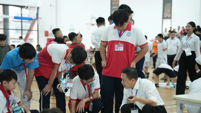 Zum ersten Mal nahmen Schüler von Lao Cai am Robotik-Spielplatz teil.