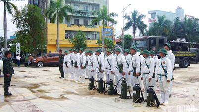 Korps Kimia Vietnam Tengah mendisinfeksi dan mensterilkan daerah banjir di Da Nang