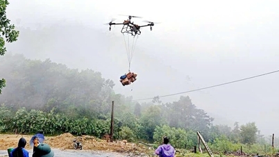 Bruk av droner for å transportere nødhjelpsvarer til Tra Tan