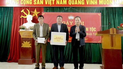 Nong Thanh Tung, membro do Comitê Permanente do Partido Provincial e chefe da Comissão de Propaganda e Mobilização de Massas do Comitê do Partido Provincial, participou do Grande Dia da Unidade na área residencial do povoado de Minh Binh, comuna de Minh Tam.
