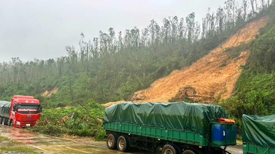 Sạt lở núi, hàng ngàn khối đất đá tràn xuống Quốc lộ 12C ở Vũng Áng