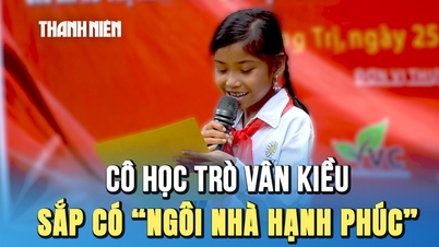 Studentka z Van Kieu stydlivě čte „děkovný dopis“, protože brzy bude mít „šťastný domov“