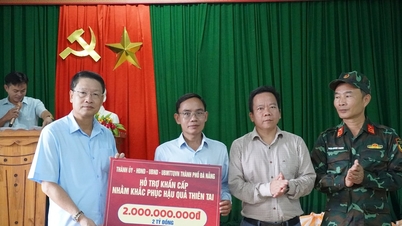 Nestleder i bypartikomiteen, Ngo Xuan Thang, inspiserte responsarbeidet på storm nr. 13 og ga gaver til innbyggerne i Tay Ho kommune.