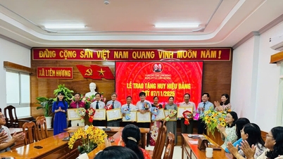 লিয়েন হুওং এবং ভিন হাও কমিউন পার্টি সদস্যদের পার্টি ব্যাজ প্রদান করে।