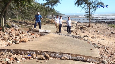 Tanah runtuh ratusan meter jalan konkrit di Van Tuong