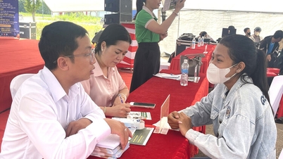 Más de 300 trabajadores participaron en el festival de orientación e introducción al empleo en la comuna de Chau Thanh.