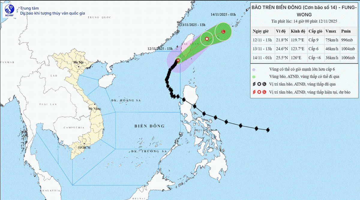 ព្យុះទី 14 រំកិលយឺតៗឆ្ពោះទៅកោះតៃវ៉ាន់