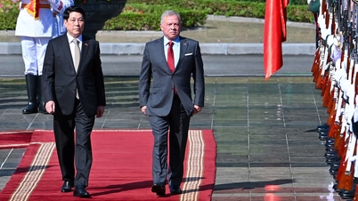 Ο Πρόεδρος Λουόνγκ Κουόνγκ προήδρευσε της τελετής υποδοχής του Βασιλιά της Ιορδανίας.