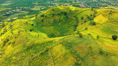 Green patches on a million-year-old volcano crater in Gia Lai