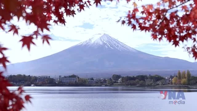 Herfstkleuren op het Momiji-festival aan het Kawaguchimeer in Japan