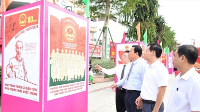 An Giang: Utställning av propagandamålningar för att fira 80-årsdagen av det första allmänna valet för att välja den vietnamesiska nationalförsamlingen