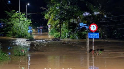 Lo Gach Bridge on Provincial Road 9, Khanh Son commune section, was deeply flooded, causing isolation.