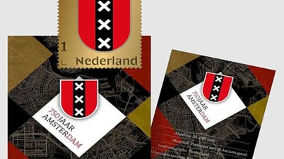 Bưu chính Hà Lan phát hành con tem bằng vàng kỷ niệm 750 năm thành lập thủ đô Amsterdam