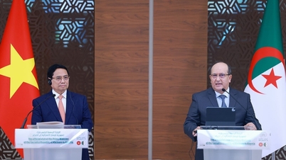 El primer ministro Pham Minh Chinh y el primer ministro argelino ofrecen una rueda de prensa y anuncian la mejora de las relaciones diplomáticas.