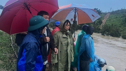 អនុប្រធានគណៈកម្មាធិការប្រជាជនខេត្ត Nguyen Thi Thanh Lich បានចុះពិនិត្យការងារឆ្លើយតបទឹកជំនន់នៅតាមមូលដ្ឋានមួយចំនួន។