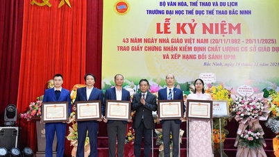 Bac Ninh universitet for kroppsøving og idrett feiret høytidelig den vietnamesiske lærerdagen 20. november og mottok et sertifikat for akkreditering av utdanningskvalitet.