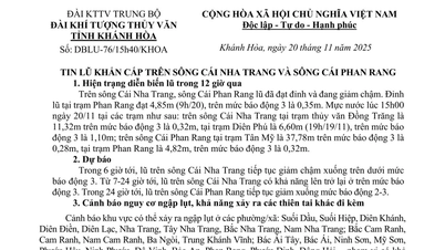 أخبار عاجلة عن الفيضانات في نهر كاي نها ترانج ونهر كاي فان رانغ (بث إخباري الساعة 3:30 مساءً يوم 20 نوفمبر)