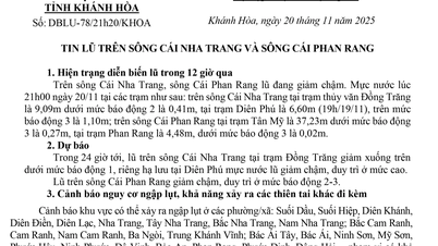 دریائے Cai Nha Trang اور Cai Phan Rang دریا پر سیلاب کی خبریں (خبریں 20 نومبر کو رات 9:20 پر نشر کی جاتی ہیں)