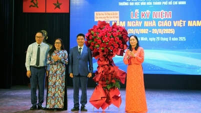 Wakil Menteri Kebudayaan, Olahraga, dan Pariwisata Trinh Thi Thuy menghadiri Peringatan Hari Guru Vietnam ke-43 di Universitas Kebudayaan Kota Ho Chi Minh