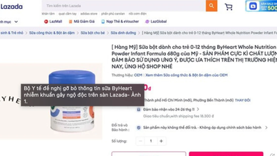 Bộ Y tế đề nghị gỡ bỏ thông tin sữa ByHeart gây ngộ độc trên sàn thương mại điện tử