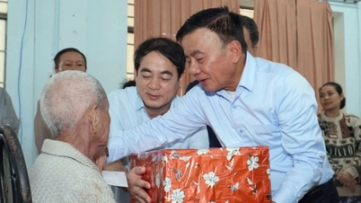 Tran Cam Tu, ständiges Mitglied des Sekretariats des Zentralkomitees der Partei, besucht die von Überschwemmungen betroffenen Menschen in Khanh Hoa.