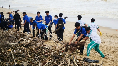 ہزاروں لوگ سیلاب کے بعد ناہا ٹرانگ کے ساحل پر کچرا صاف کر رہے ہیں۔