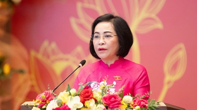 Nationalförsamlingens vice ordförande Nguyen Thi Thanh deltog i konferensen för att granska kultur- och socialutskottets arbete.
