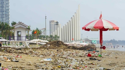 Image of Vung Tau's Back Beach "flooded" by waves of ocean waste