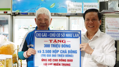 O proprietário das instalações de Nhu Lan doou um total de 860 milhões de VND para pessoas em áreas afetadas por enchentes.
