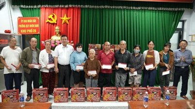 El vicepresidente del Comité Popular Provincial, Nguyen Tu Cong Hoang, inspeccionó la situación del deslizamiento de tierra en el barrio de Quy Nhon Nam.