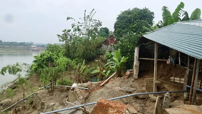 হাই লু কমিউনে লো নদীর ধারে মারাত্মক ভূমিধসের কারণে কয়েক ডজন পরিবার হুমকির মুখে