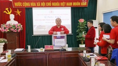 हाई फोंग सिटी रेड क्रॉस सोसाइटी को बाढ़ के परिणामों से निपटने के लिए लोगों की सहायता हेतु धनराशि प्राप्त हुई