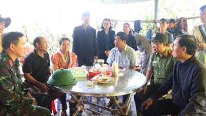 Provinspartisekretær Luong Nguyen Minh Triet inspiserer arbeidet med å gjenopprette flomskader i Tuy An Bac kommune.