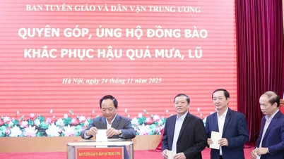 គណកម្មាធិការឃោសនា និងចលនាមហាជនមជ្ឈិម និងគណៈកម្មការកិច្ចការផ្ទៃក្នុងមជ្ឈិម គាំទ្រប្រជាជននៅតំបន់ខ្ពង់រាបកណ្តាល និងតំបន់កណ្តាល ដើម្បីជម្នះផលវិបាកនៃព្យុះ និងទឹកជំនន់។