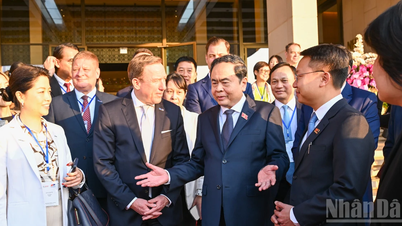 [تصویر] قومی اسمبلی کے چیئرمین ٹران تھان مین نے یورپ-آسیان بزنس کونسل کے ایک تجارتی وفد کا استقبال کیا