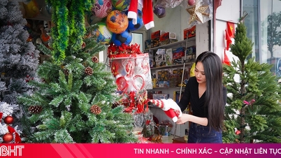 Η αγορά χριστουγεννιάτικων στολιδιών στο Χα Τιν έσφυζε από ζωή από νωρίς.