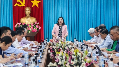 סגן מזכיר קבוע של ועדת המפלגה המחוזית - הו טי הואנג ין עובד עם עיתון, רדיו וטלוויזיה של וין לונג