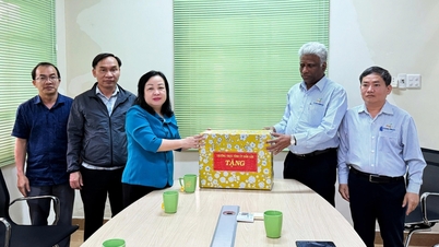 Cao Thi Hoa An, plaatsvervangend secretaris van het Provinciaal Partijcomité, moedigde bedrijven aan om de schade na overstromingen te boven te komen.