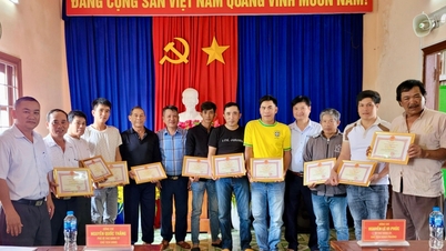 Binh Kien-wijk beloonde plotseling 11 dappere voorbeelden van mensen die mensen redden tijdens de overstroming