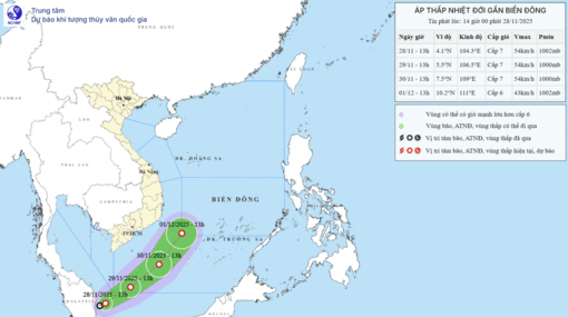 Áp thấp nhiệt đới mới tăng cấp hướng vào nam Biển Đông