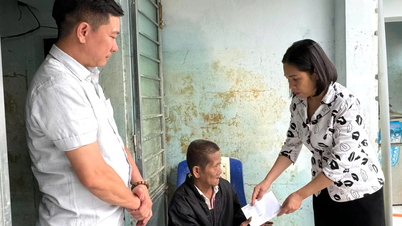 प्रांत की वियतनाम फादरलैंड फ्रंट समिति के स्थायी उपाध्यक्ष ट्रान थू माई ने होआ त्रि और सुओई हीप कम्यून के लोगों से मुलाकात की और उन्हें उपहार भेंट किए।