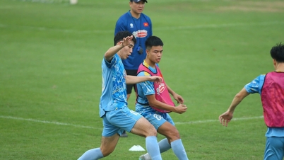 U.23 เวียดนาม เต็มไปด้วย 'ปริศนา' ในวันฝึกซ้อมสุดท้ายที่สนามกีฬาบาเรีย