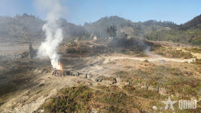 พิธีปิดการบังคับบัญชา - การฝึกของหน่วยงานหนึ่งฝ่ายหนึ่งหน่วยระดับภายใต้กองบัญชาการทหารจังหวัดลาวไก