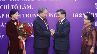 Remise de la Médaille d'or nationale de la République démocratique populaire lao au secrétaire général To Lam