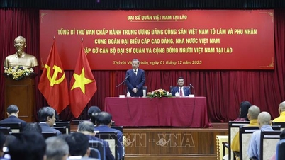 El Secretario General To Lam se reunió con el personal de la embajada y la comunidad vietnamita en Laos.