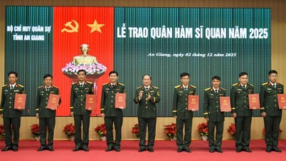 O Comando Militar Provincial de An Giang concede patentes militares e aumenta os salários dos oficiais.