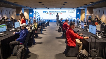 នៅខាងក្នុងមជ្ឈមណ្ឌលព័ត៌មានកីឡាស៊ីហ្គេមលើកទី៣៣ នៅប្រទេសថៃ