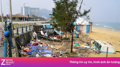 थिएन कैम समुद्र तट कचरे से भरा है